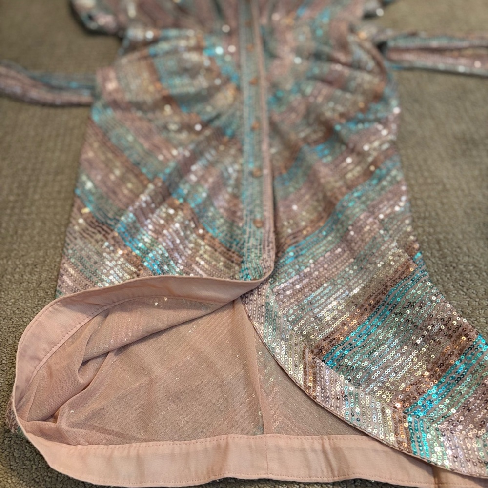 LE SUPERBE MINI MIKO DRESS AQUA RAINBOW size 4 NWT $495🌈 - Picture 11 of 14